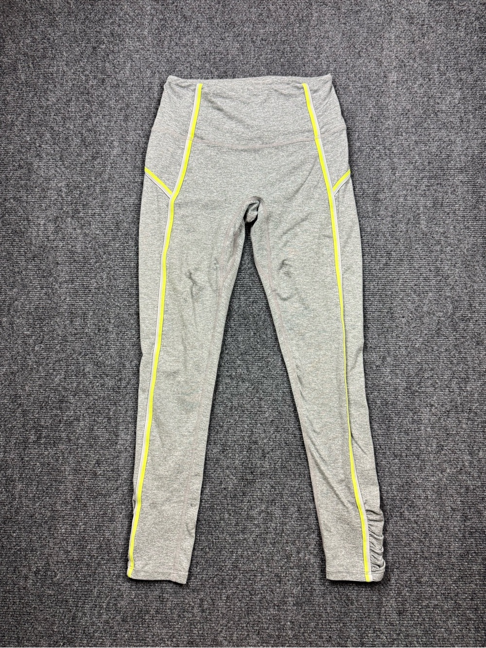 Free People FP Movement Yellow Stripes Ruched Leggings High Rise Size XS